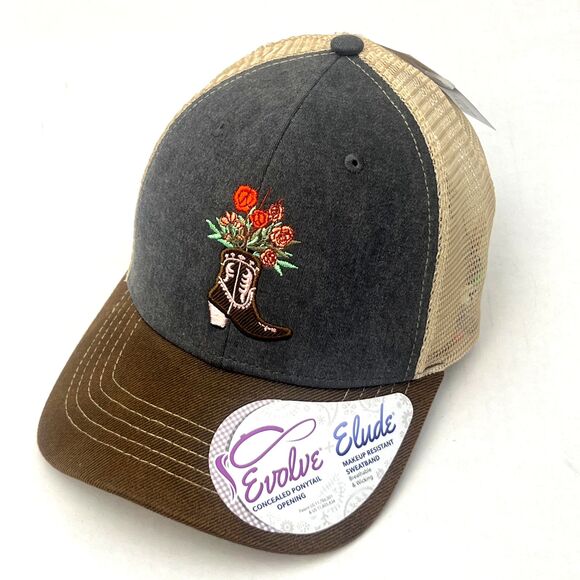 Accessories - Cowgirl Boot Ponytail Trucker Hat Women's Snapback Mesh Infinity Her NWT